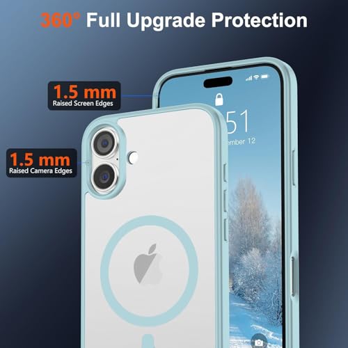 Image of DIZORO Premium Magnetic Case for iPhone 17 6.3-Inch Compatible with MagSafe, Shockproof Phone Bumper Cover, Solid Color Matte TPU Frame, Anti-Scratch Clear Pine Green