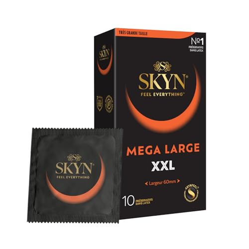 SKYN XXL : Lot de 10 Préservatifs extra large sans latex SKYNFEEL pour Homme/Fins, Lisses, Forme...