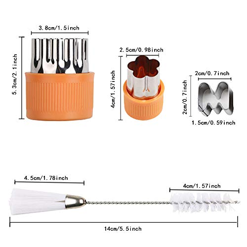 Benbo 49Pcs Vegetables Fruit Cutter Shape Set, Mini Cookie Cutter Shape With Cleaning Brush, Stainless Steel Alphabet Letters Biscuit Molds Food Decoration Tools For Kids #TOP1