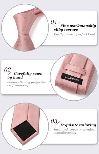 Image of HISDERN Ties for Men Solid Houndstooth Neckties Handkerchief Formal Business Tie & Pocket Square Set Wedding Party