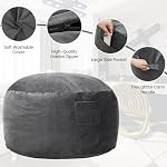 Kromax Large 3.5’ Bean Bag Chair for Kids, Teens, Adults, Memory Foam, Easy to Clean Washable Soft Suede Cover, Reinforced Zipper, Perfect for Living Room, Den, Bedroom, or Dorm, Dark Grey - Image 5