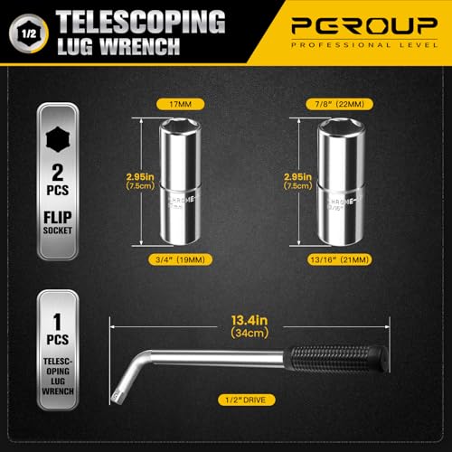 pgroup Telescoping Lug Wrench with Sockets
