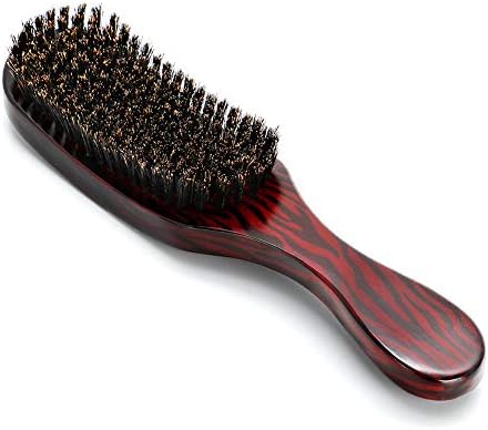 Natural Boar Bristle Hair Brush with Composite Ergonomic Mahogany Handle Suitable for Men or Women Facial Hair Grooming Coarse Hair Wavers Long Thick Curly Wavy Dry or Damaged Hair