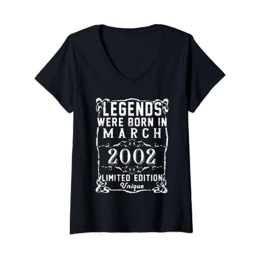 Mujer Cumpleaños Marzo 2002 Edición Limitada Regalo March 2002 Camiseta Cuello V