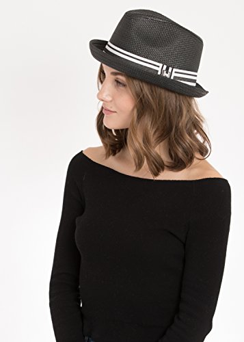 Peter Grimm Depp Natural Straw Fedora - Black (L/XL) - Thumbnail 2