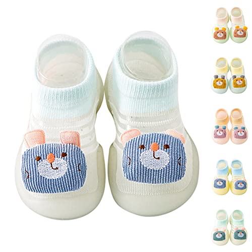 Baby Boy Girl Walking Sock Soft Rubber Sole Floor Slipper Summer Breathable Elastic Sock Shoes First Walking (Mint Green, 12-18 Months)3
