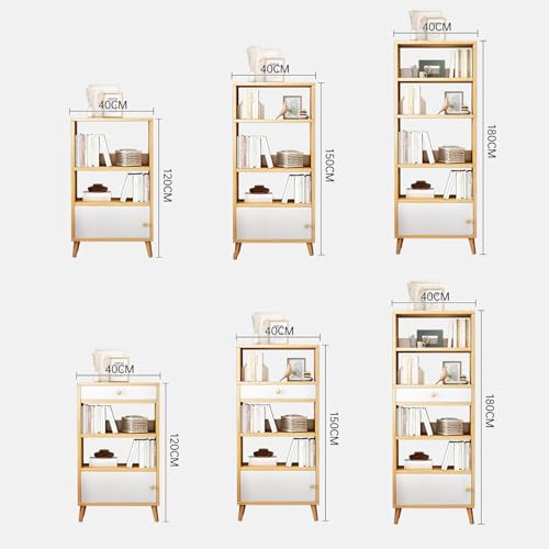 2 Tier Bookcase with Cabinet Doors, Modern Bookshelves Display Rack, Storage Rack Display Rack Storage Cabinet for Home, Office, Living Room - Image 4