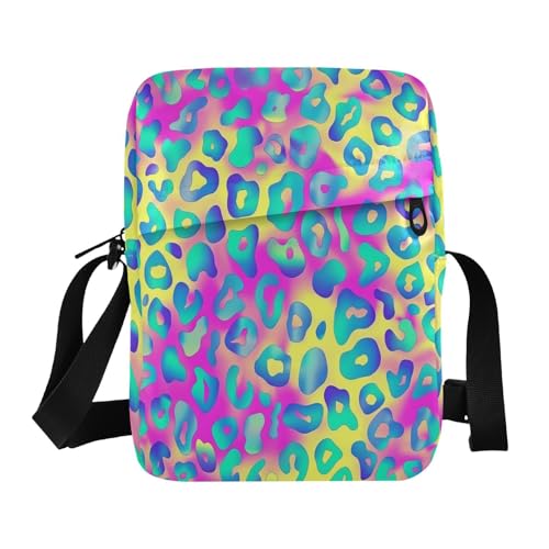 cute messenger bag Small Crossbody Bags For Women Women's Purse Adjustable Strap for Outdoor Daily Outdoor Daily- Leopard Rainbow Color