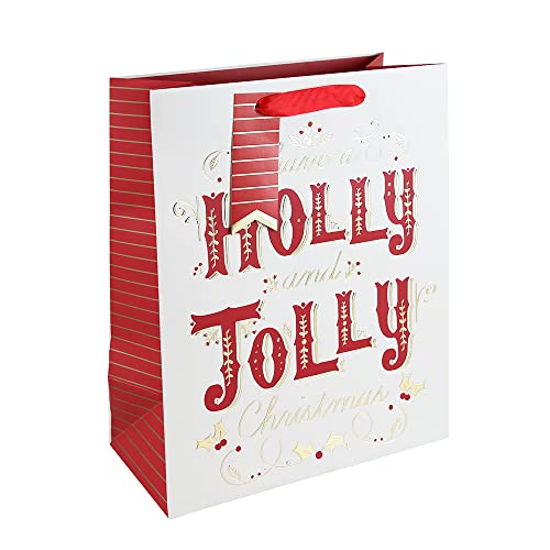 クレールフォンテーヌ 【クリスマスペーパーバッグ】 ホーリージョリー Mサイズ(26.5×33×14cm)ミニタグ付き 箔押し Clairefontaine cfX-31346-2