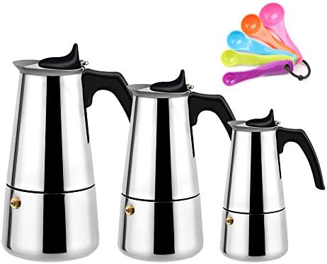 NARCE Stainless Steel Percolator Coffee Maker Stovetop Espresso Maker Moka Pot Coffee (4cup-200ML)