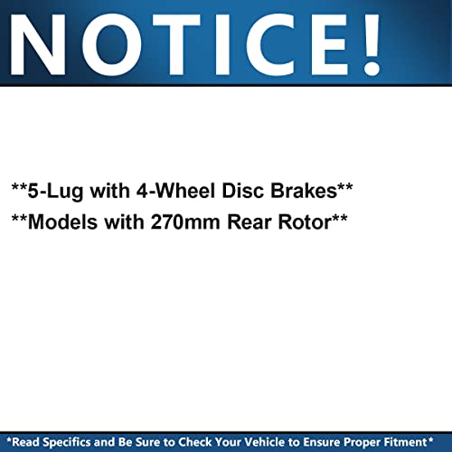 Image of Detroit Axle - 5 Lugs Rear Brake Kit for Chevy Cobalt HHR Malibu Pontiac G4 | G5 G6 Saturn Aura Ion Disc Brake Rotors Ceramic Brakes Pads Replacement 10.63 inch inch Rotor