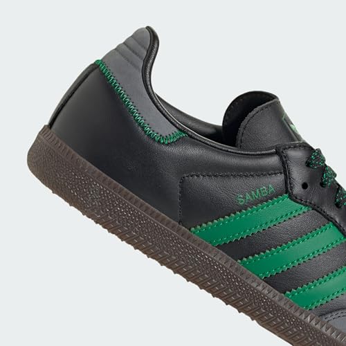 Image of adidas Samba Womens Sneaker, Core Black /Green /Grey Six, Size 8.5