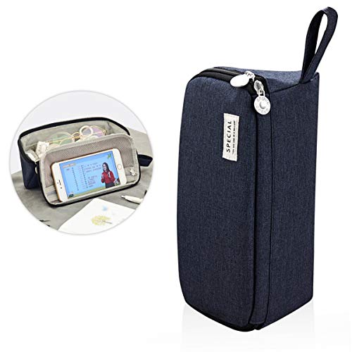 Preisvergleich Produktbild iSuperb Federmäppchen Mädchen Teenager Grosse Kapazität Studenten Bleistift Beutel Schulmäppchen Reißverschluss Schuletui Pencil Case für Mädchen und Jungen (Dunkelblau)