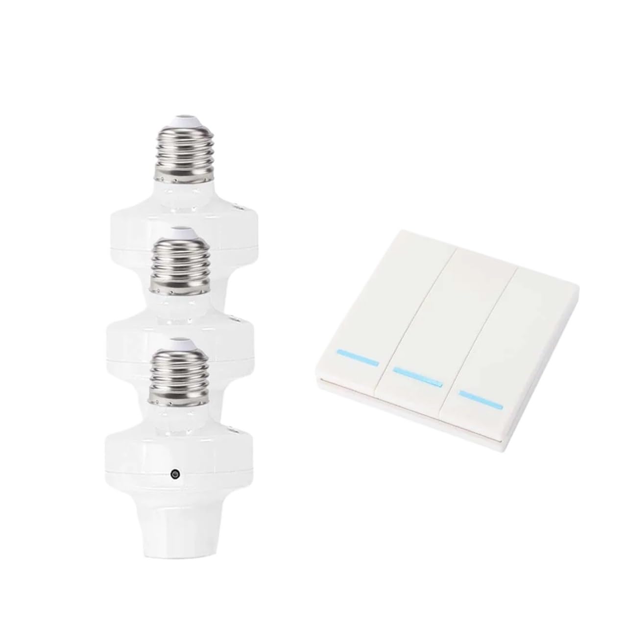 Genérico Adaptador de bombillas inteligentes inalámbrico AC110V 220V E27 uso portalámparas con Control remoto 433MHz e interruptor pared(Brown)