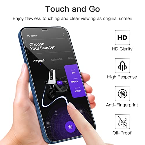 Jetech Full Coverage Screen Protector For Iphone 12/12 Pro 6.1-Inch, 9H Tempered Glass Film Case-Friendly, Hd Clear, 3-Pack #TOP5