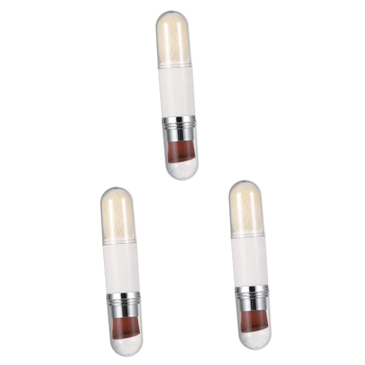 FRCOLOR 3pezzi Pennello Fondotinta Retrattile Doppia Testa Spazzola Per Blush e Cipria Strumento Makeup Per Applicazione Facile e Precisa
