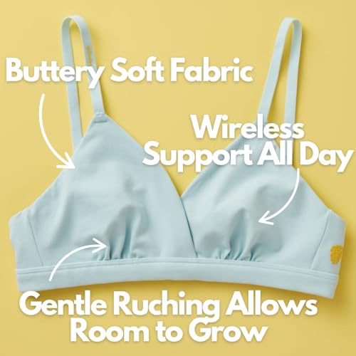 Yellowberry Butter Bra – Soft Full Coverage Everyday Bra for Girls, Tweens & Teens; Wireless, Adjustable & Convertible Straps; First Training Bra with Hook-and-Eye Closure (34 AA-C, Pebble)2