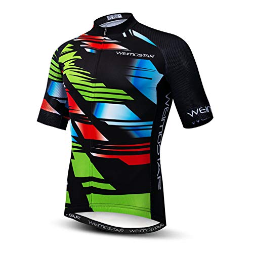 USA サイクリングジャージ メンズ MTB ロードバイクシャツ 夏 バイキング トップス 半袖 サイクルウェア スポーツウェア 通気性 速乾 US サイズ: Chest 35.4"-38"=Tag M（Amazon）