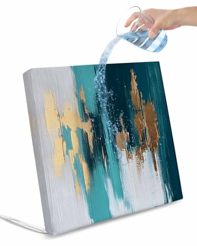 2 Pack Abstract Teal Green Waterproof Cushion Covers with Ties, Outdoor Patio Chaise Lounge Chair Seat Cushion Slip Covers Replacement(Only Cover) White Gold Textured Art 22