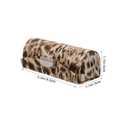 Healeved Leopard Pattern Lipstick Holder with Mirror Small Silk Lipstick Organizer Portable Purse Cosmetic Case Travel Box for Women Girls - Image 2