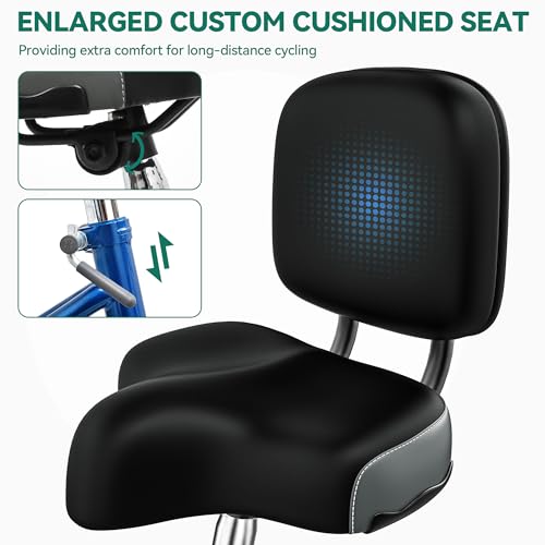 Image of YITAHOME 24 & 26 Inch Adult Tricycle, 1 & 7 Speed 3 Wheel Bikes, Large Seat with Backrest Trike for Adults with Front & Rear Baskets, Cruiser Bike for Seniors Women Men Commute Picnic Outdoor