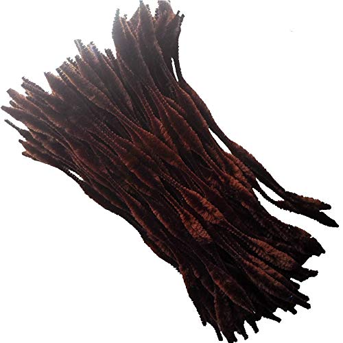 Fils chenille fuzzy bumpy marron Carykon | Lot de 100 tiges pour loisirs créatifs