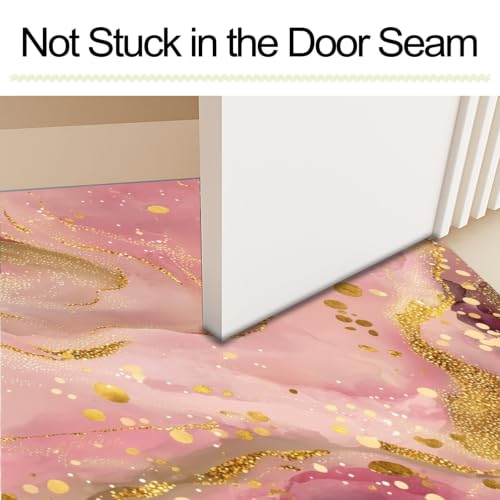 Tapis de sol antidérapant et lavable en marbre rose - 6