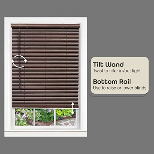 Cordless Room Darkening Venetian Blind - 30 Inch Width, 64 Inch Length, 2" Vinyl Slat Size - Mahogany - Gii Luna Light Filtering Horizontal Mini Windows Blinds For Interior By Achim Home Decor #TOP3