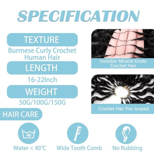 Feather Crochet Human Hair Burmese Curly Invisible Miracle Knots Bundles