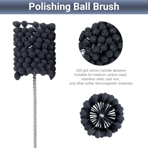 Image of Cylinder Hone, 240 Grit Silicon Carbide, 2 1 /2 inch (63.5mm) Diameter Ball Hone | for Hole Diameters 2 3 /8 inch - 2 1 /2 inch, Cylinder Engine Sanding Brush for Mild Steel, Stainless Steel and Cast Iron