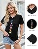 Lonya Women's T-Shirt Black Crew Neck Short Sleeve Tunic Tee Shirt Casual Cute Graphic Print Basic Fashion Tshirts Planet,XL #2