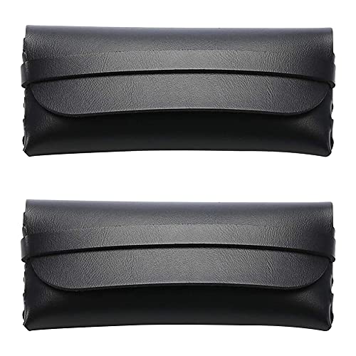 QSXX Funda de Piel Sintética para Gafas, 2 Piezas Funda de Cuero para Gafas,Funda de Piel Sintética para Gafas y Gafas,Ligera,Portátil,Bolsa...