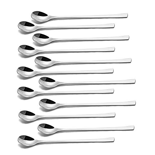 IMEEA 9-Inch Long Handled Iced Tea Spoons 18/10 Stainless Steel Cocktail Mixing Spoon, Set of 12