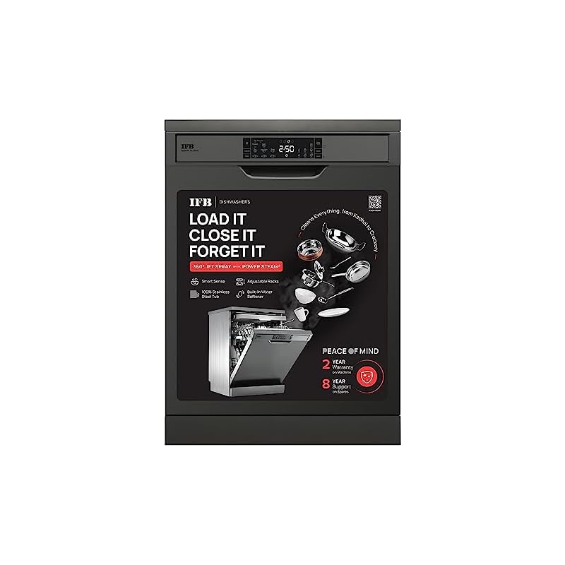 IFB 16 Place Settings â€ŽHot water wash Free Standing Dishwasher (Neptune VX2 Plus, Inox Grey, In Built Heater with Turbo Drying, Perfect for Indian Utensils)