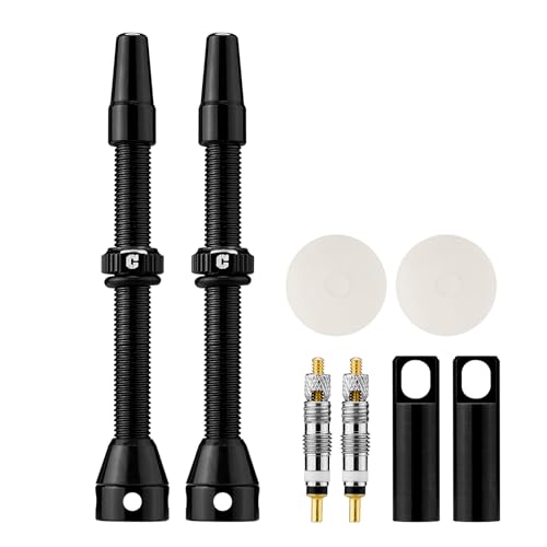 Image of Corki Cycles Tubeless Presta Valve Stem 40 44 55 60 80 100mm with 2PCS Valve Core and 2PCS Remover Tool (Black Red Gold Rainbow)