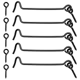Cionyce 5 Pcs 4 Inch Cabin Hook and Eye Latch with Mounting Screws for Gate, Door, and Window, Secure Fastening and Easy Installation (Black)
