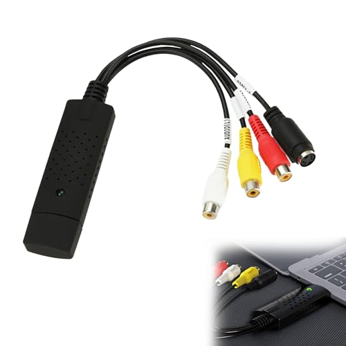 VHS to Digital Converter, RCA to USB Video Converter, USB 2.0 Video Capture Card, VHS Mini DV VCR Hi8 DVD to Digital Converter Support for Windows Mac Linux