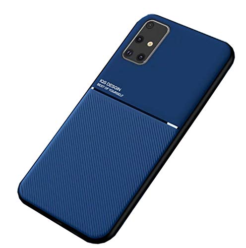 Image of MOBITUSSION Carbon Pattern Shockproof PU Fabric Semi Flexible Back Case Compatible with Samsung M31s (Blue)