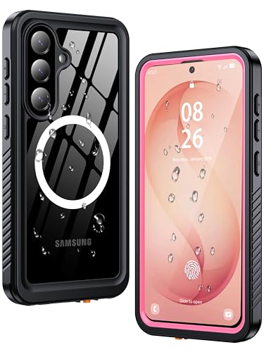 Image of ANTSHARE IP68 Waterproof Case for Samsung Galaxy S26 Plus [2026] - MagSafe Compatible, Built-in Screen /Lens Protector - Shockproof Full Body Protection for Swimming /Outdoor, Pink /Clear