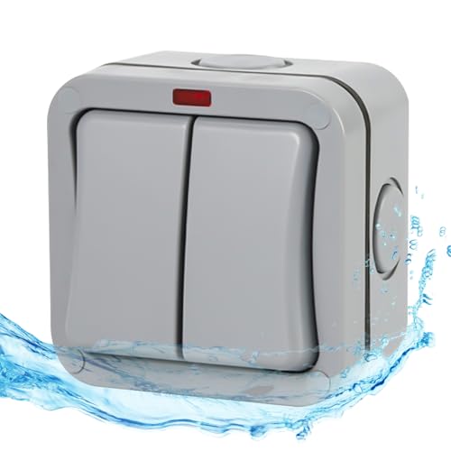 Interruptor exterior resistente a la intemperie IP66 2 vías WIYETY 20A caja de enchufes doble a prueba de polvo, interruptor universal para jardín, sala