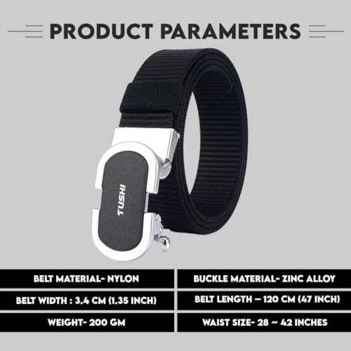 Image of TUSHI Ratchet Golf Casual Belt for Men, Nylon Web Tactical Work Belt with Automatic Slide Buckle