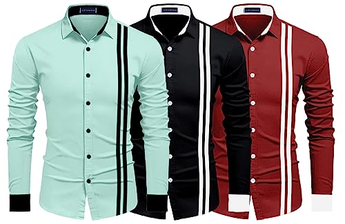 Image of Zombom Men's Striped Regular Fit Shirt