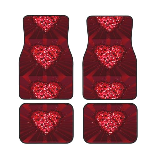 Alfombrillas para coche de neopreno en juego de 4 piezas con diseño de San Valentín