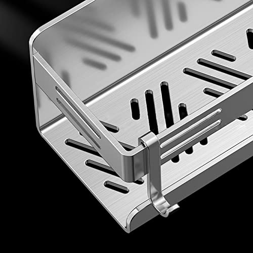 Melairy Estanteria Baño sin Taladro, Estante de Baño de Acero Inoxidable con Ganchos, Estante de Pared para Baño Cocina Balcón - imagen 4