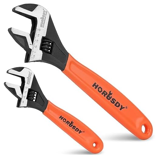 HORUSDY Adjustable Wrench Set | 2-Piece | 6-Inch and 10-Inch Crescent Wrench | Metric & SAE Scales | Cushion Grip Wrench | Cr-V Steel
