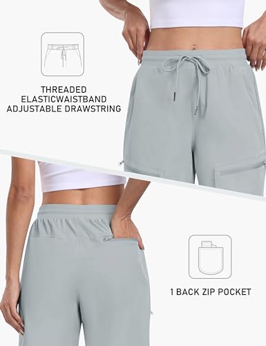 MoFiz Short feminino longo de 25,4 cm para mulheres, comprimento até o joelho, secagem rápida, short