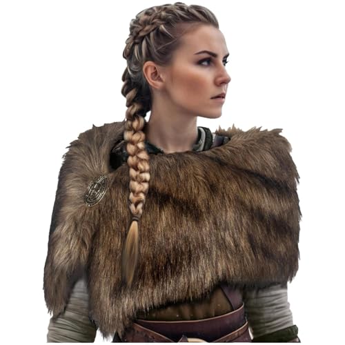 Genérico Disfraz Vikingo Para Mujer Bufanda Vikinga Para Invierno Capa De Medieval Disfraces Medievales Retro Accesorio Para Halloween Carnaval Cosplay Temática