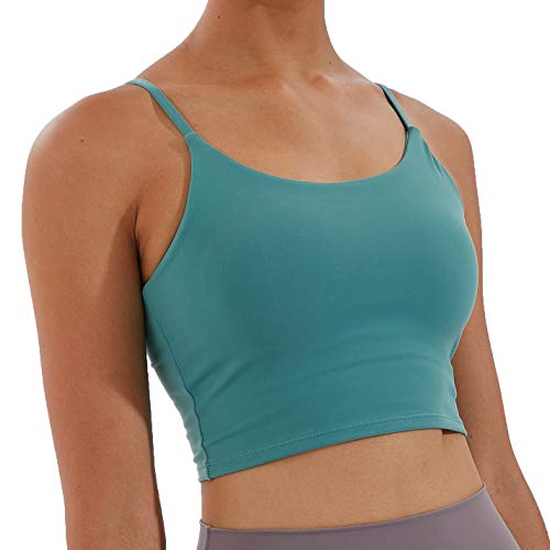 Image of Women's Strappy Stretch Sports Bra Longline Yoga Tank Top Fitness Bra Workout Camisole Crop Tops for Teen Girl