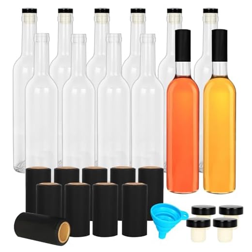 12 Pack 500 ml/16 oz Clear Glass Bottles With Cork Lids & Seal Shrink Capsules Caps,Home Brewing Wine & Juicing Bottles For Bordeaux Wine,Beverage, Sparkling Wine,Kefir,Decor