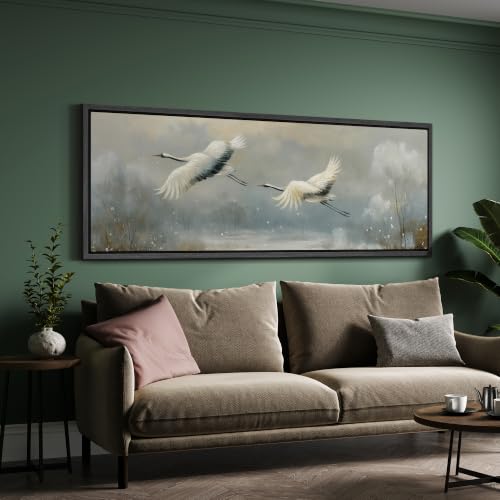 Image of MUDECOR Large Framed Canvas Print Wall Art Red Crane for Living Room